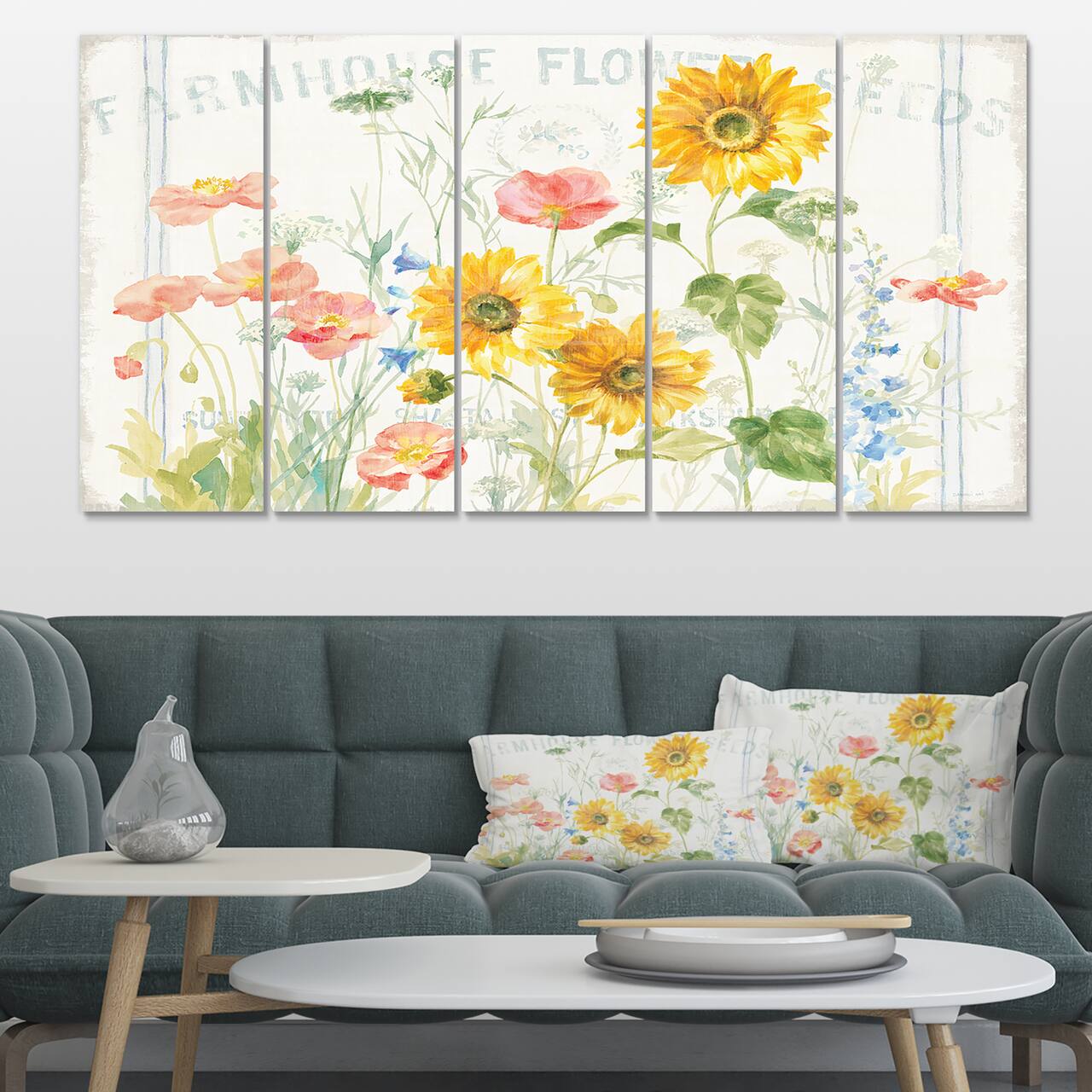 Designart - Floursack Florals I - Floral & Botanical Gallery-wrapped Canvas